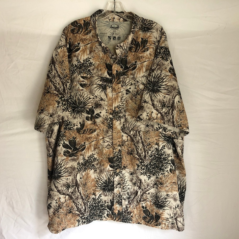 GameGuard Outdoors Mens 4XL Desert Camo Fishing Shirt Short Sleeve Cactus Print